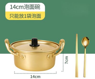 Koreaanse Binaural Huishoudelijke Gouden Kleine Soeppan Non-stick Sneeuw Pan Instant Noodle Pot Anti-Overflow Melk Pot verdikte Soep Smal 4