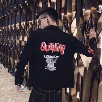 Koreaanse Bomber Mannen Mode Hip Hop Gedrukt Denim Jas Lente Herfst Jas Voor Mannelijke Chaquetas Hombre XXL