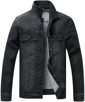 Koreaanse Denim Jas Trendy Mannen Slim Lange Mouwen Denim Jas Heren Zwart Gewassen Denim Jasje