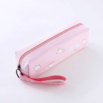 Koreaanse Eenvoudige Kleur Potlood Tas Grote Capaciteit Canvas Jongens Meisjes Junior High School Student Kawaii Etui Met Riem roze