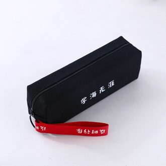 Koreaanse Eenvoudige Kleur Potlood Tas Grote Capaciteit Canvas Jongens Meisjes Junior High School Student Kawaii Etui Met Riem Text