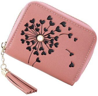 Koreaanse Eenvoudige Pu Leer Rits Multi Card Mini Korte Vrouwen Purse Tassel Gedrukt Purse Vrouwen Clutch tas diep poeder