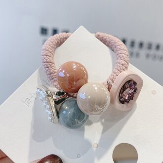 Koreaanse Elegante Haar Touw Armband Chouchou Vrouwen Elastische Haar Elastiekjes Accessoires Voor Meisjes Tie Haar Ring Hoofdtooi Houder Roze