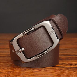 Koreaanse Enkele Cirkel Riemen Mannen Riem Legering Pin Gesp Taille Riem Lederen Zwarte Business Broek Riem Vrouwen bruin