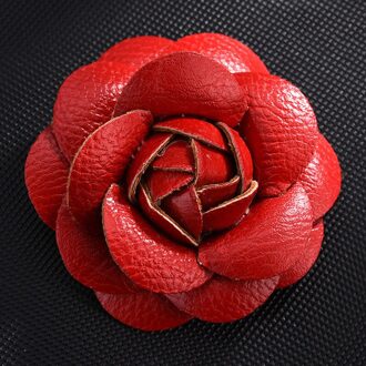 Koreaanse Handgemaakte Pu Leer Camellia Bloem Broche Boutonniere Revers Pin Sieraden Broches Corsage Voor Vrouwen Accessoires 3