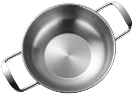 Koreaanse Instant Noodle Pot Roestvrij Staal Kleine Kokend Pot Kleine Soeppan Huishoudelijke Gas Ramen Pot Dubbele Oor Pot zilver