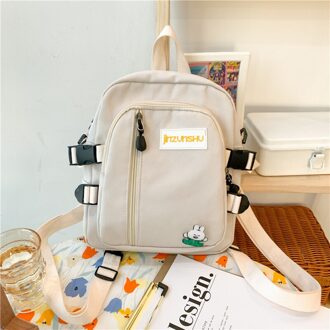 Koreaanse Japanse Modieuze Meisje Multifunctionele Rugzak Midden En Hoge Scholieren Campus Boekentas Waterdichte Tas wit / met pendant