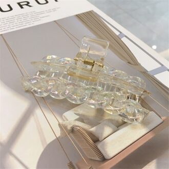 Koreaanse Ketting Regenboog Haar Klem Grote Krabben Voor Paardenstaart Bun Haar Klemmen Mermaid Kleur Haarspeld Accessoires Mode Hoofdtooi transparant-plein