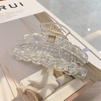 Koreaanse Ketting Regenboog Haar Klem Grote Krabben Voor Paardenstaart Bun Haar Klemmen Mermaid Kleur Haarspeld Accessoires Mode Hoofdtooi transparant-Sector