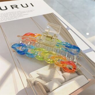 Koreaanse Ketting Regenboog Haar Klem Grote Krabben Voor Paardenstaart Bun Haar Klemmen Mermaid Kleur Haarspeld Accessoires Mode Hoofdtooi veelkleurig-plein