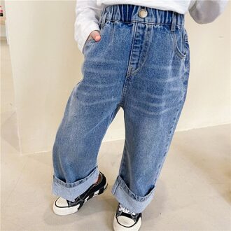 Koreaanse Kinderen Denim Broek Lente Baby Jongens En Meisjes Mode Casual Geboeid Zoom Denim Brede Been broek Kids Jeans 2-7Y 24M