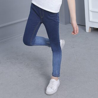 Koreaanse kinderen Jeans Kids Meisje Skinny Jeans Kinderen Broek Elastische Taille Deep Blue Kids 4 5 7 8 12 jaar oud Broek 10