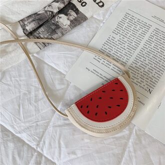 Koreaanse kinderen Zak Leuke Printing Watermeloen Messenger Bag Pu Lederen Vruchten Schoudertas voor Baby Meisjes Kids Mini pouch Beige