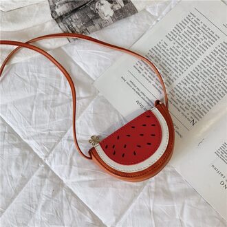 Koreaanse kinderen Zak Leuke Printing Watermeloen Messenger Bag Pu Lederen Vruchten Schoudertas voor Baby Meisjes Kids Mini pouch Oranje