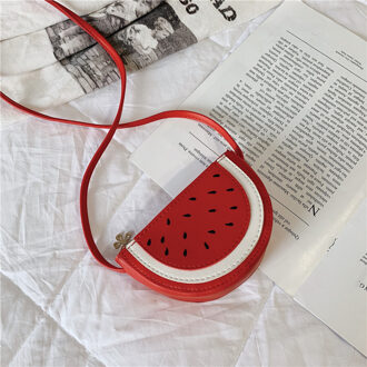 Koreaanse kinderen Zak Leuke Printing Watermeloen Messenger Bag Pu Lederen Vruchten Schoudertas voor Baby Meisjes Kids Mini pouch Rood
