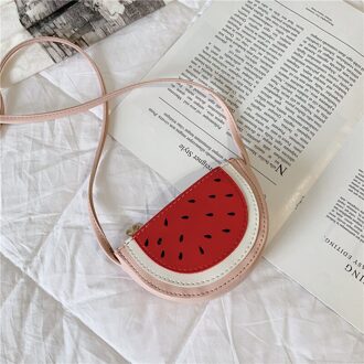 Koreaanse kinderen Zak Leuke Printing Watermeloen Messenger Bag Pu Lederen Vruchten Schoudertas voor Baby Meisjes Kids Mini pouch Roze