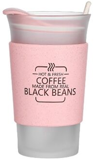 Koreaanse Koffie Glas Cup Persoonlijkheid Melk Whisky Thee Bier Mok Met Deksel Warmte Geïsoleerde Glas Water Cup Home Office Drinkware Roze