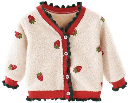 Koreaanse Meisje Jas Kinderen Warm Vest Mooie Katoen Leisure Dagelijkse Westerse Stijl Prinses Jas Afdrukken Zoete Kleding wit / 6m