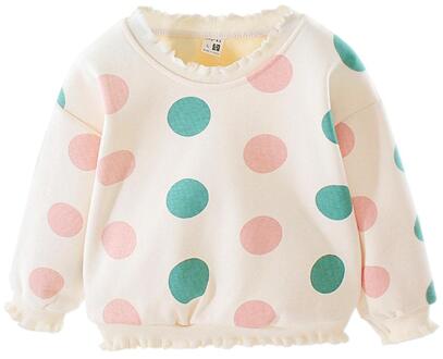 Koreaanse Meisje Kids Sweatershirt Katoen Warme Lange-Mouwen Kleding Populaire Ronde Kraag Dot Persoonlijkheid Afdrukken Tops Roze / 24M