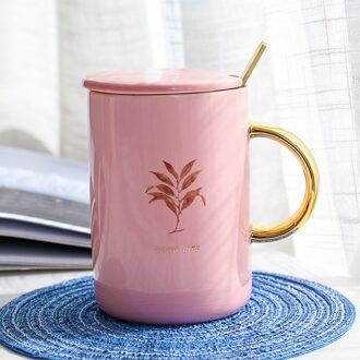 Koreaanse Mode Roze Keramische Mokken Gold Business Mok Creatieve Koffie Melk Student Cup Schattige Kopjes En Mokken Koffie Mokken