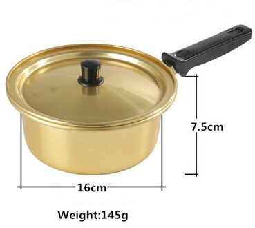Koreaanse Ramen Noodles Pot Aluminium Soeppan Met Deksel Noedels Melk Ei Soep Kookpot Snelle Verwarming Voor Keuken Kookgerei 16cm met handvat