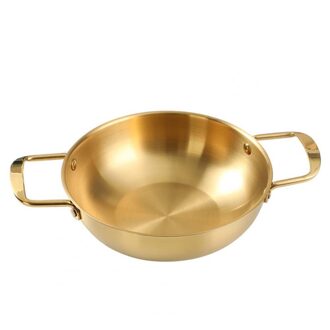 Koreaanse Ramen Pot Noodle Handig Soep Pan Dubbel Handvat Rvs Aluminium Ramen Pan Voor Keuken Koken Accessoires gouden L