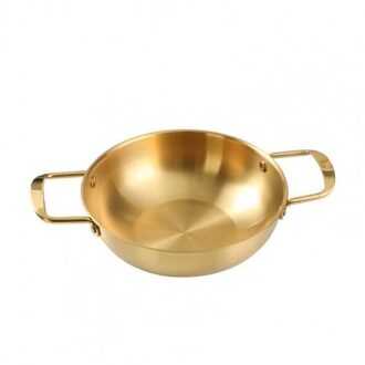 Koreaanse Ramen Pot Noodle Handig Soep Pan Dubbel Handvat Rvs Aluminium Ramen Pan Voor Keuken Koken Accessoires gouden M