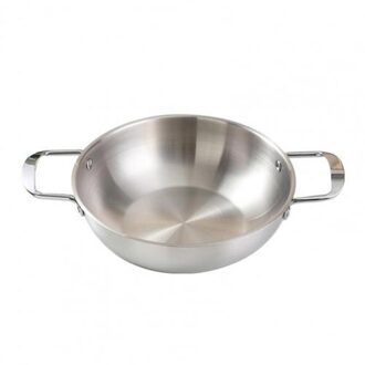 Koreaanse Ramen Pot Noodle Handig Soep Pan Dubbel Handvat Rvs Aluminium Ramen Pan Voor Keuken Koken Accessoires zilver L