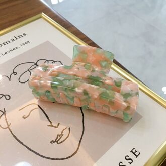 Koreaanse Rechthoek Acryl Marmeren Haar Klauwen Celluloseacetaat Haar Clip Haarspelden Voor Vrouwen Meisjes Haar Krab Klem Haaraccessoires kleurrijk groen
