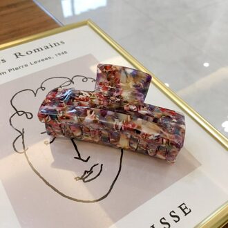 Koreaanse Rechthoek Acryl Marmeren Haar Klauwen Celluloseacetaat Haar Clip Haarspelden Voor Vrouwen Meisjes Haar Krab Klem Haaraccessoires kleurrijk paars