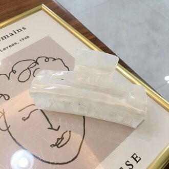 Koreaanse Rechthoek Acryl Marmeren Haar Klauwen Celluloseacetaat Haar Clip Haarspelden Voor Vrouwen Meisjes Haar Krab Klem Haaraccessoires wit