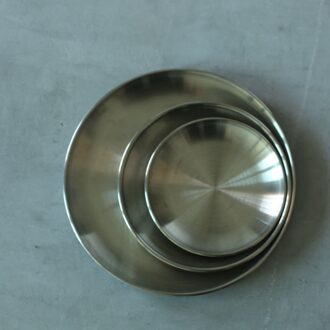 Koreaanse Rvs Verdikte Ronde Plaat Gouden Cafe Lade Fruitschaal Taart Plaat Botplaat Schotel Ondiepe Plaat A reeks