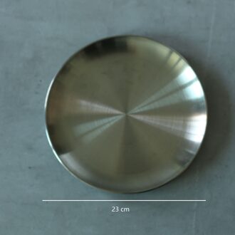 Koreaanse Rvs Verdikte Ronde Plaat Gouden Cafe Lade Fruitschaal Taart Plaat Botplaat Schotel Ondiepe Plaat