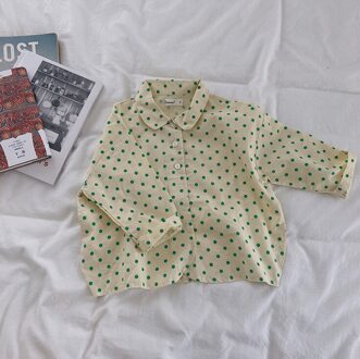 Koreaanse Stijl Jongens En Meisjes Puur Katoen Zachte Dot Shirts 1-6 Jaar Kids Leuke Losse Casual Tops Kleding groen / 12m