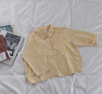Koreaanse Stijl Jongens En Meisjes Puur Katoen Zachte Dot Shirts 1-6 Jaar Kids Leuke Losse Casual Tops Kleding Oranje / 5T