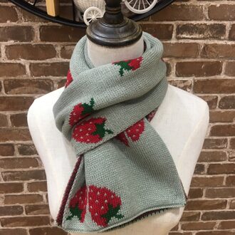 Koreaanse Stijl Kleine Aardbei Jacquard Kleuraanpassing Kinderen Sjaal Herfst En Winter Warm Knit Winter Accessoires grijs