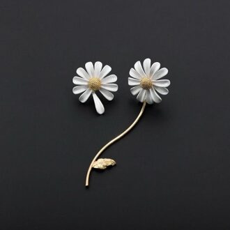 Koreaanse Stijl Lange Daisy Bloem Oorbellen Voor Vrouwen Asymmetrische Delicate Bloem Stijl Oorbel Meisjes Zoete Sieraden Licht Geel Goud Kleur