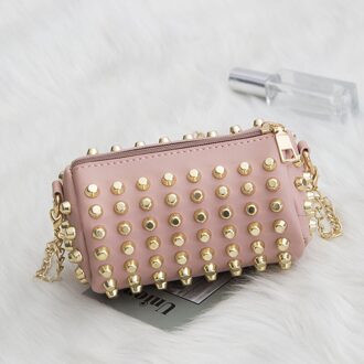Koreaanse Stijl Mode Klinknagel Kleine Emmer Kussen Chain Crossbody Kinderen Zakken Mini Crossbody Tas Vrouwen Roze