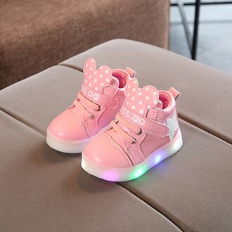 Koreaanse Stijl Mode Lichtgevende Sneakers Casual Kinderen Schoenen Anti-Slip Led Light Up Schoenen Universele Voor Meisjes Jongens roze 23yards
