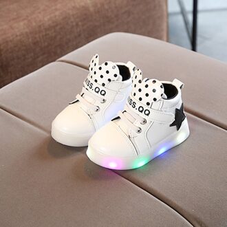 Koreaanse Stijl Mode Lichtgevende Sneakers Casual Kinderen Schoenen Anti-Slip Led Light Up Schoenen Universele Voor Meisjes Jongens wit 24yards