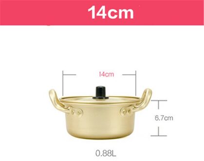 Koreaanse Stijl Ramen Noodles Gouden Pot Aluminium Soep Pot Geoxideerd Coating Noedels Maken Ei Soep Koken Golden Keuken Kookgerei 14cm