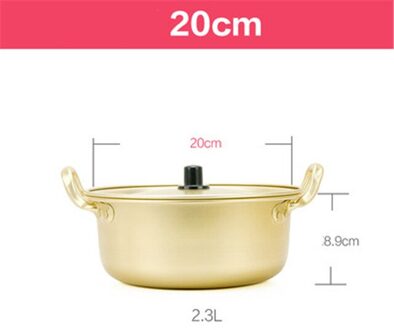 Koreaanse Stijl Ramen Noodles Gouden Pot Aluminium Soep Pot Geoxideerd Coating Noedels Maken Ei Soep Koken Golden Keuken Kookgerei 20cm