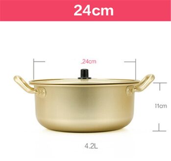 Koreaanse Stijl Ramen Noodles Gouden Pot Aluminium Soep Pot Geoxideerd Coating Noedels Maken Ei Soep Koken Golden Keuken Kookgerei 24cm