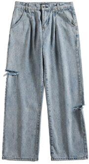 Koreaanse Stijl Ripped Baggy Jeans Kpop Mode Straight Denim Broek Mannen Kleding Hip Hop Cargo Broek Streetwear Mannelijke Xl