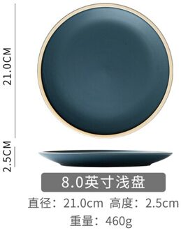 Koreaanse Stijl Ronde Keramiek Steak Gerecht Effen Kleur Westerse Pizza Fruit Dessertbord Minimalistische Huishoudelijke Keukengerei blauw--S