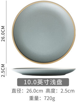 Koreaanse Stijl Ronde Keramiek Steak Gerecht Effen Kleur Westerse Pizza Fruit Dessertbord Minimalistische Huishoudelijke Keukengerei grijs--L