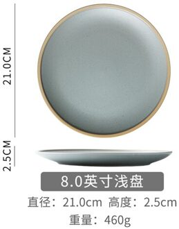 Koreaanse Stijl Ronde Keramiek Steak Gerecht Effen Kleur Westerse Pizza Fruit Dessertbord Minimalistische Huishoudelijke Keukengerei grijs--S