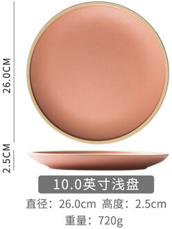 Koreaanse Stijl Ronde Keramiek Steak Gerecht Effen Kleur Westerse Pizza Fruit Dessertbord Minimalistische Huishoudelijke Keukengerei oranje--L