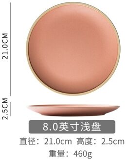 Koreaanse Stijl Ronde Keramiek Steak Gerecht Effen Kleur Westerse Pizza Fruit Dessertbord Minimalistische Huishoudelijke Keukengerei oranje--S