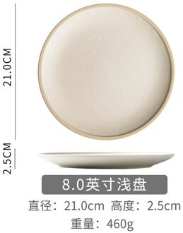 Koreaanse Stijl Ronde Keramiek Steak Gerecht Effen Kleur Westerse Pizza Fruit Dessertbord Minimalistische Huishoudelijke Keukengerei wit--S
